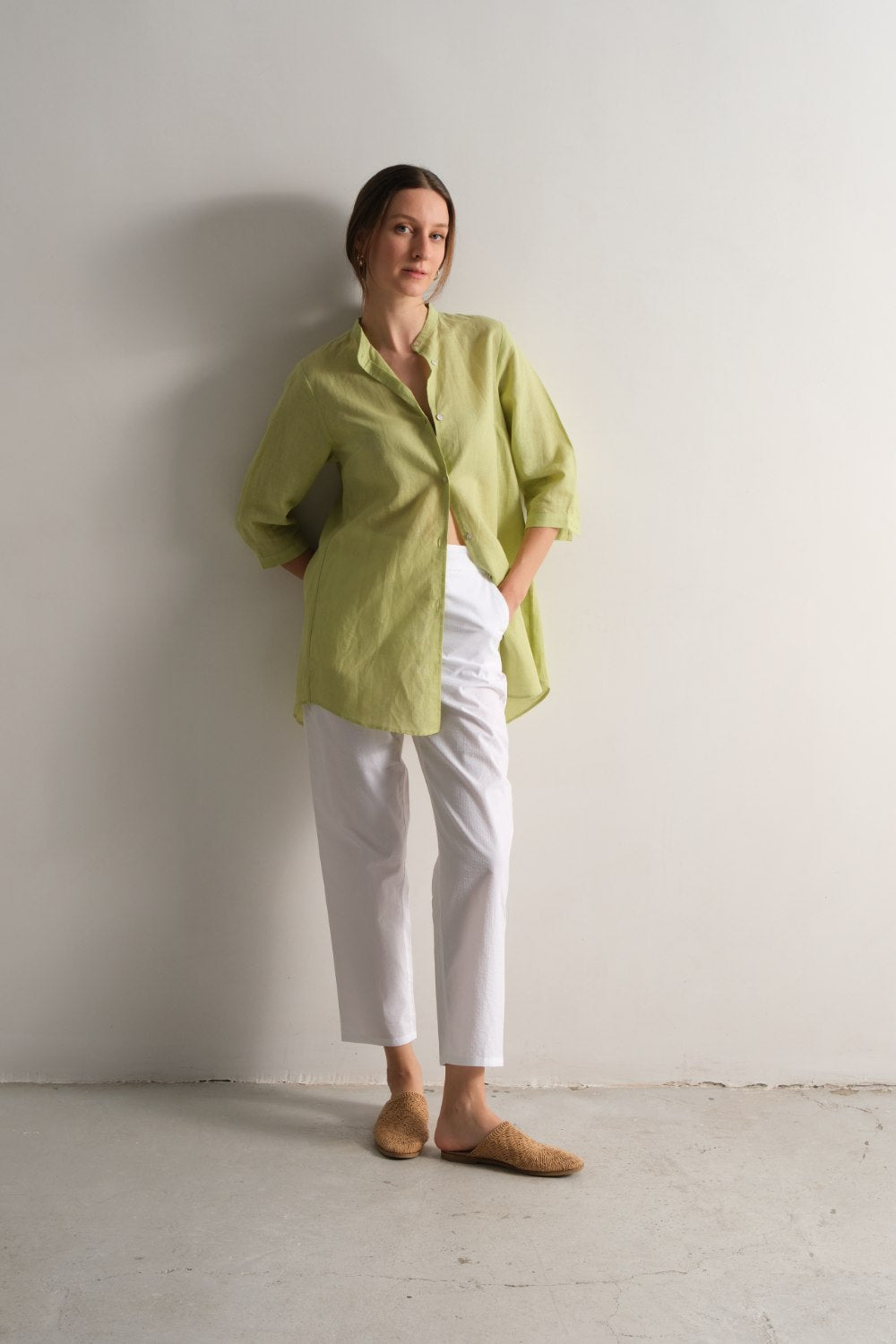 Yeşil Keten Gömlek - 0