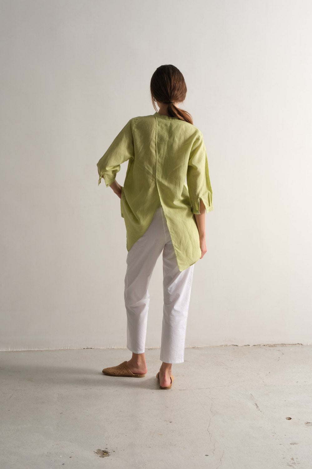 Yeşil Keten Gömlek - 1