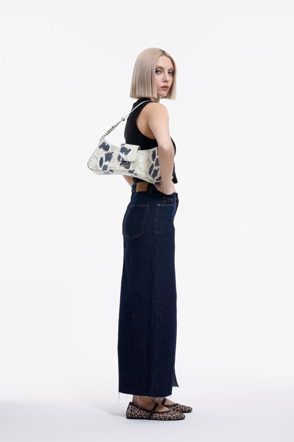 Ayarlanabilir Askılı Omuz Çantası Greta Yılan Desenli - 1