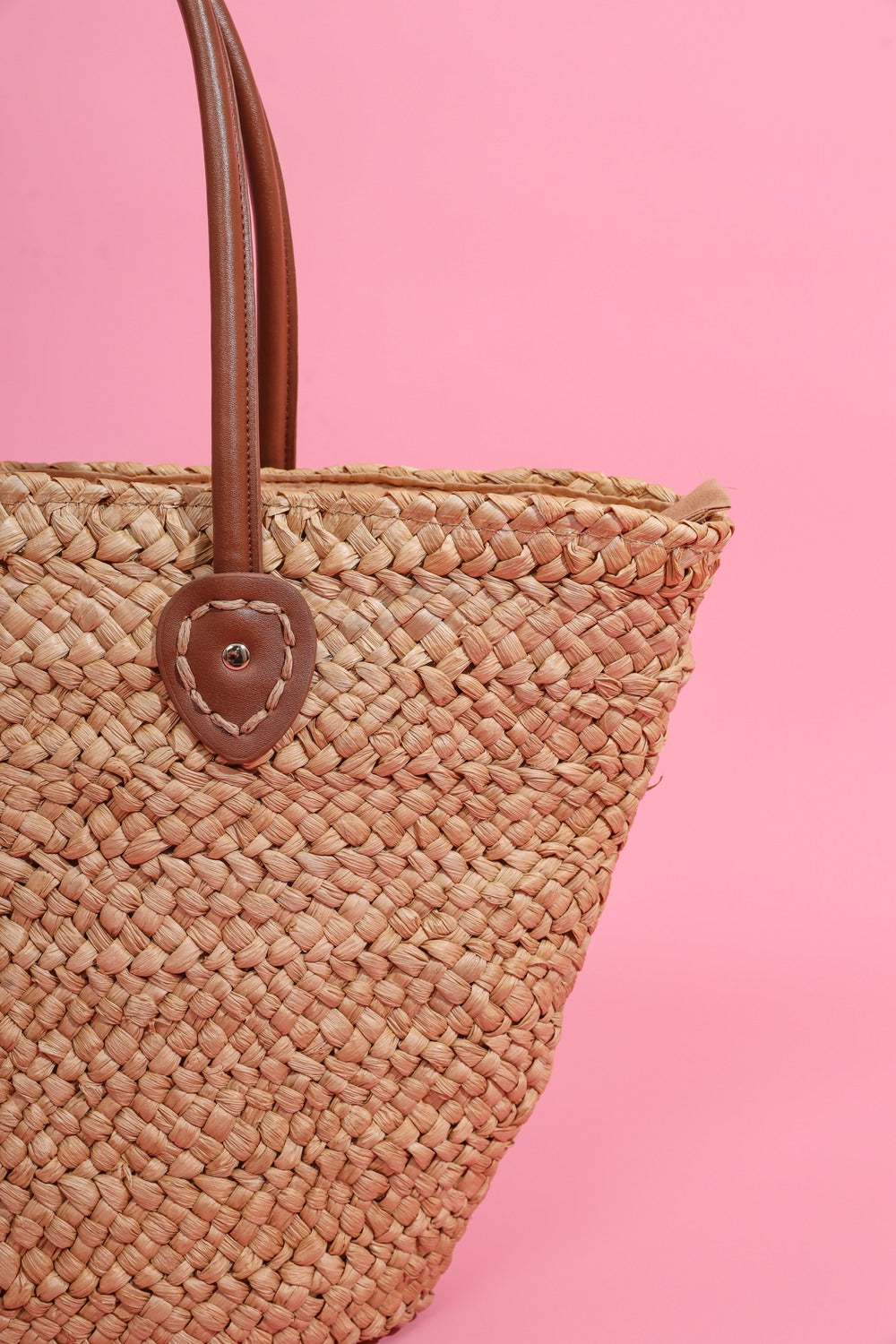 Fermuarlı Hasır Omuz Çantası Camel - 2