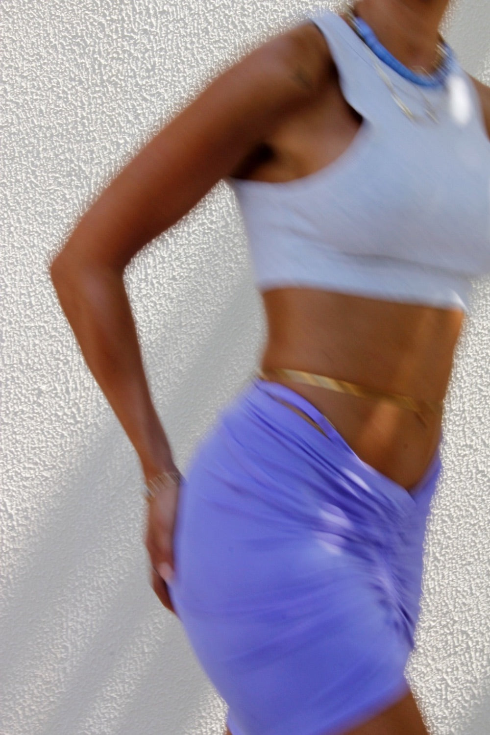 Lila Arden Büzgülü Etek - 1