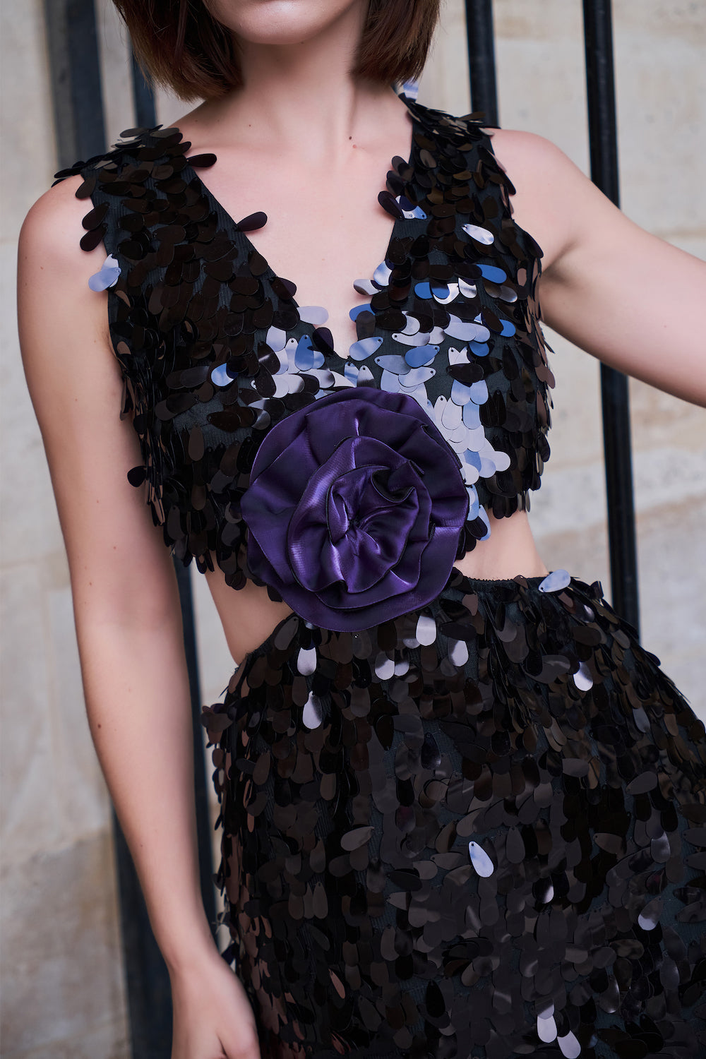 Siyah Payetli Mini Elbise Hailey - 4