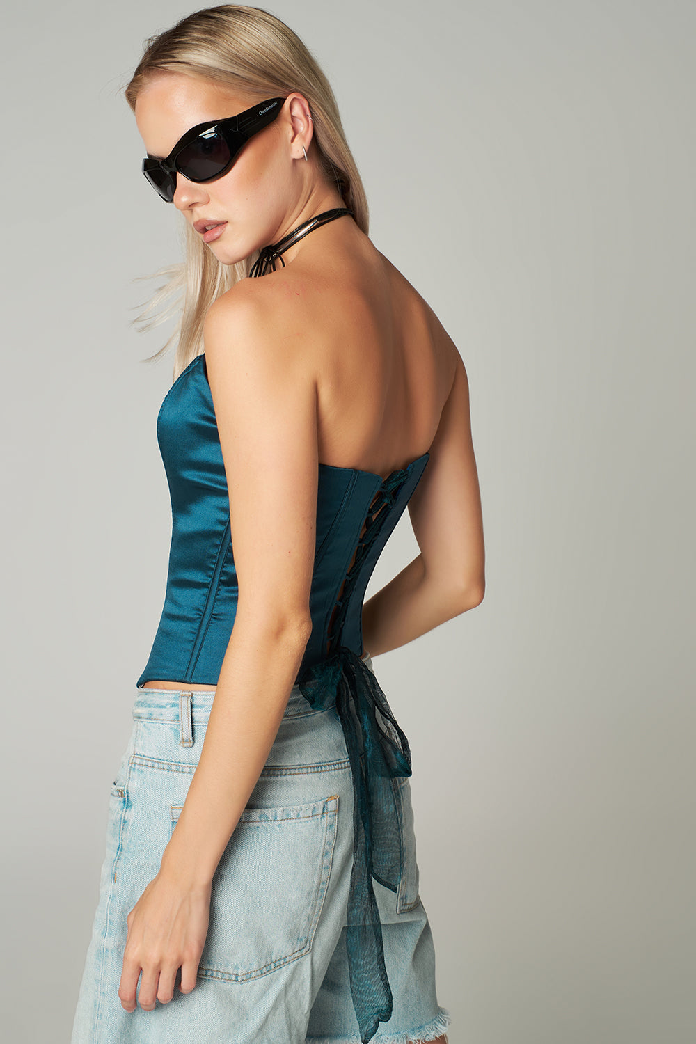 Turkuaz Rengi Balenli Korse Kylie - 5