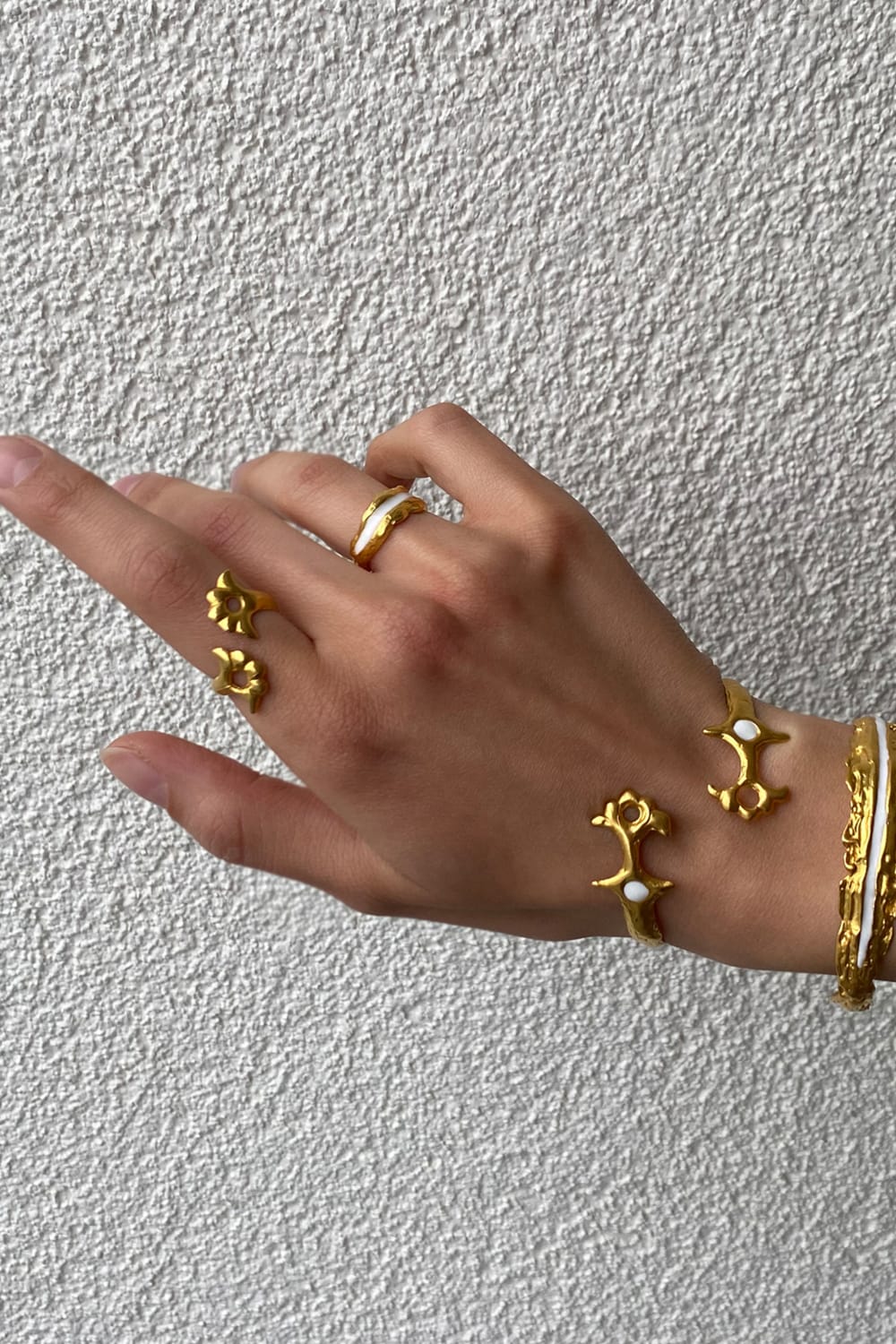 Ankh Beyaz Mineli Gold Bileklik - 0