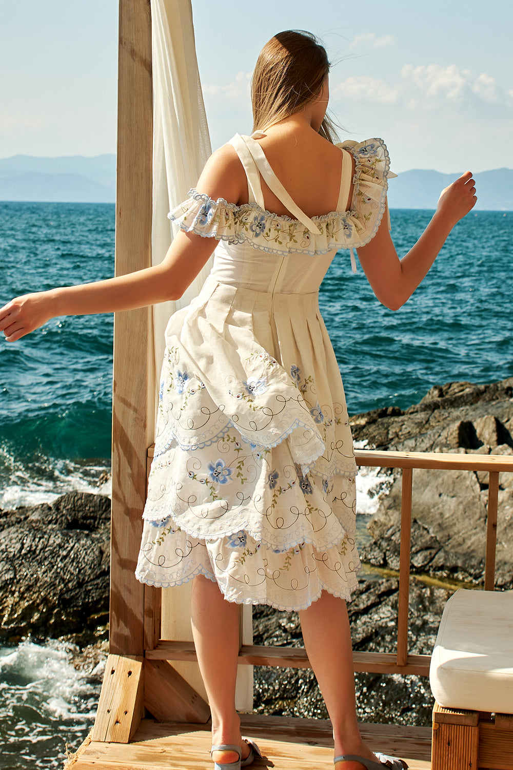 Çiçek Nakışlı Midi Boy Elbise Bella Vista - 4
