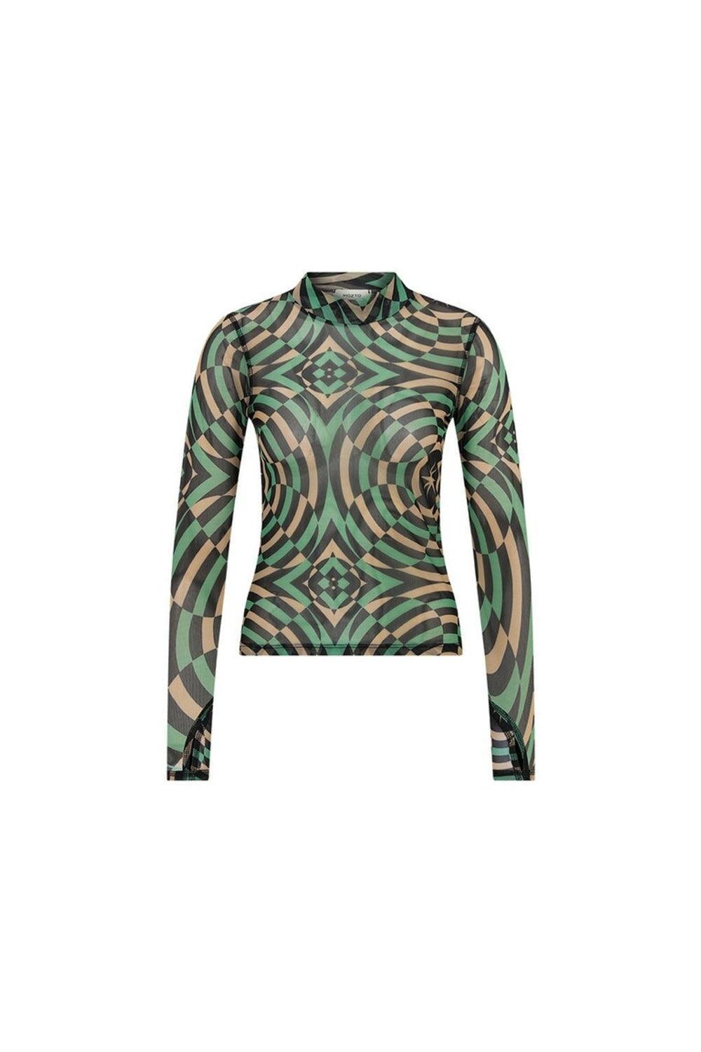 Nora Geometrik Baskılı Yeşil Tül Body - 2