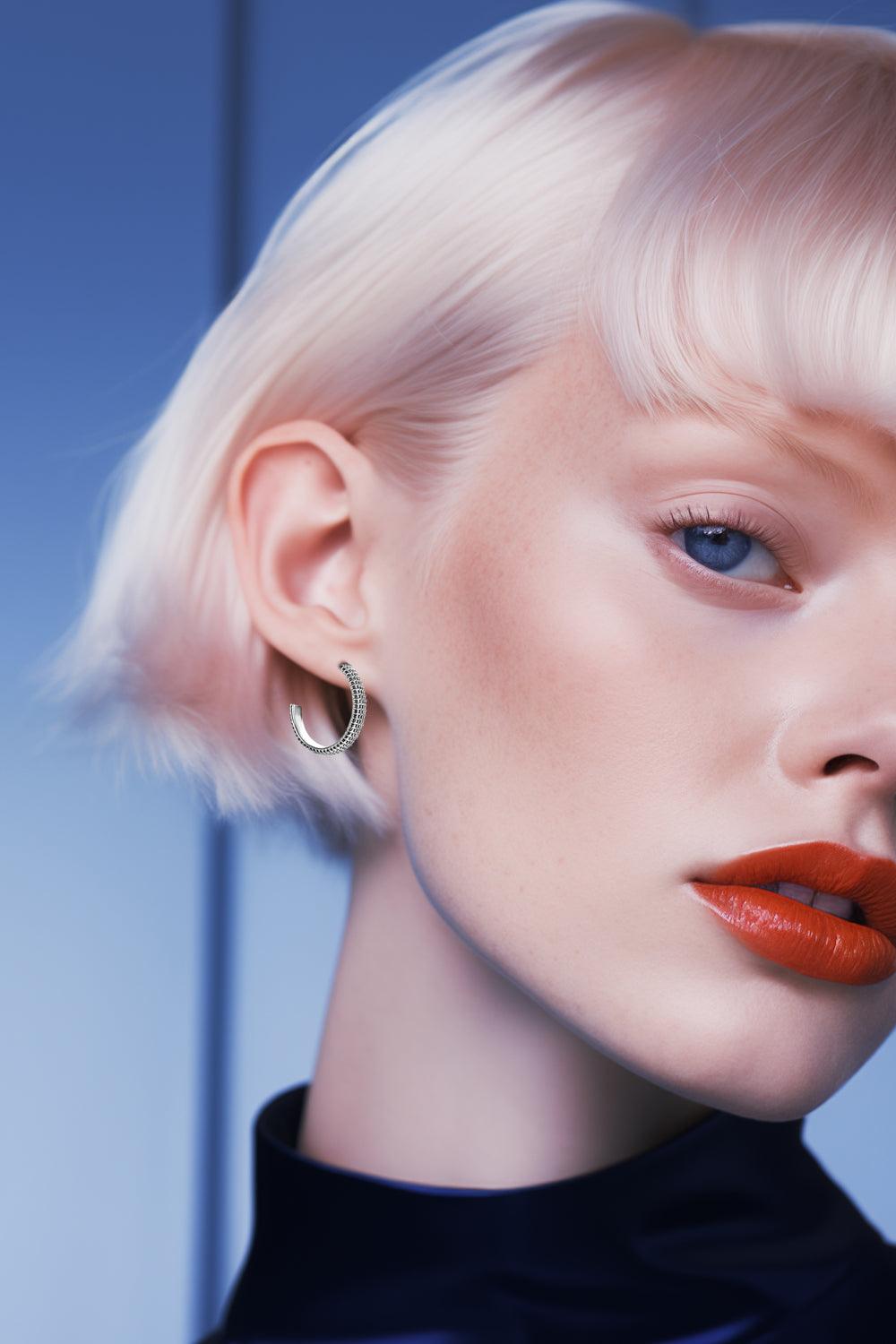 Semita 925 Ayar Gümüş Unisex Halka Küpe - 1