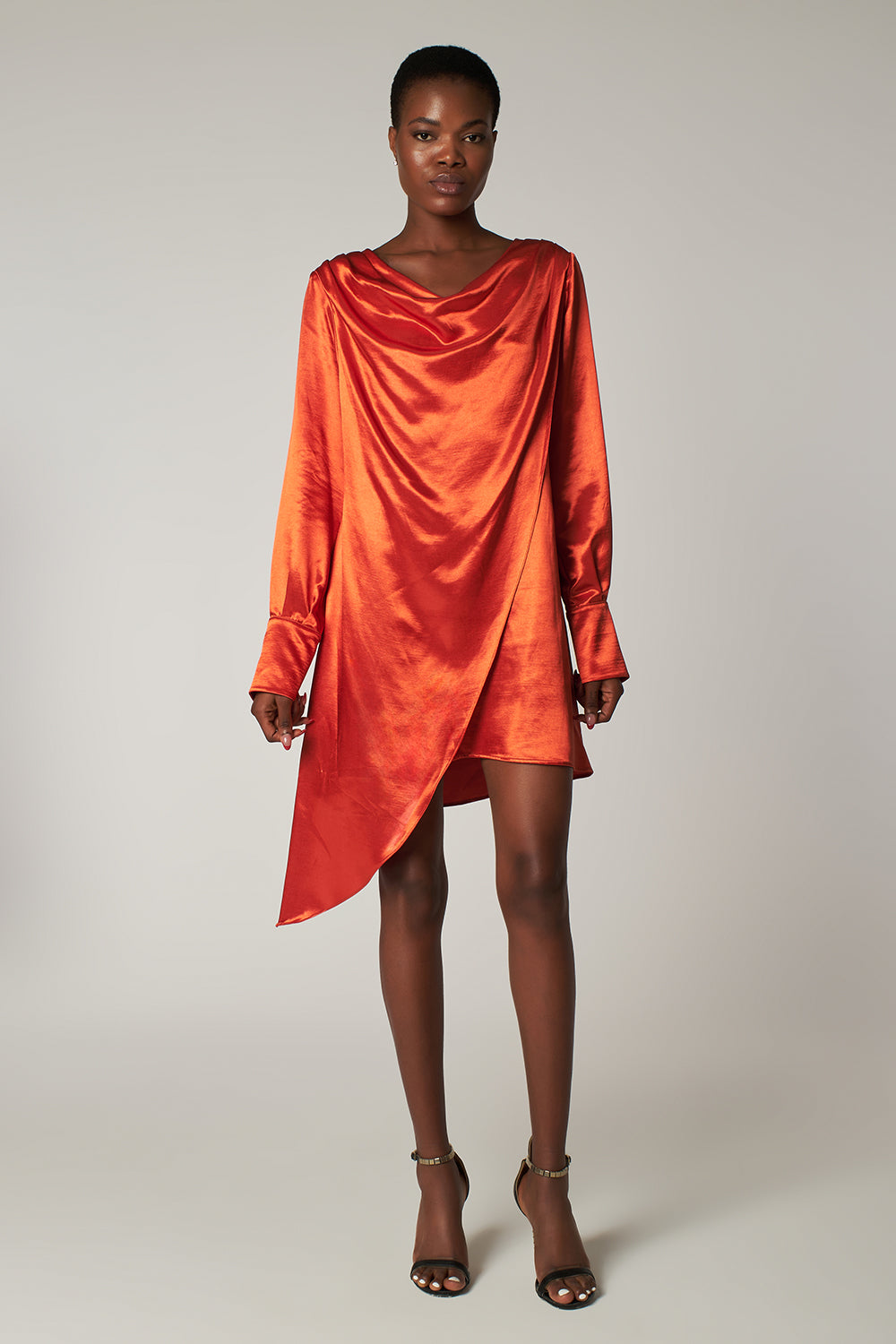 Turuncu Asimetrik Elbise Vi̇Na - 3