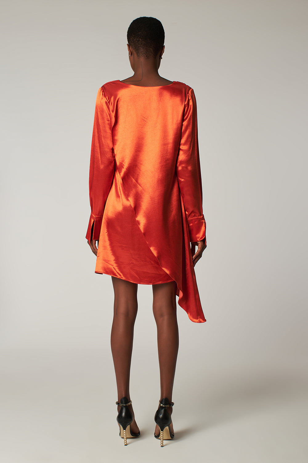 Turuncu Asimetrik Elbise Vi̇Na - 5