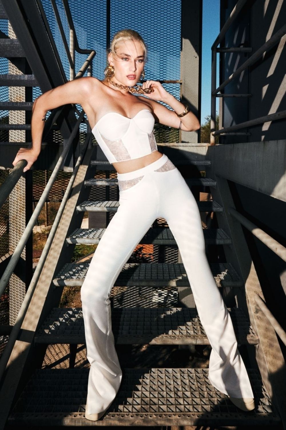 Emma Trousers With Lace Detail, High Waist - 0