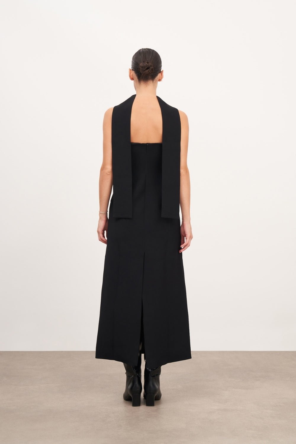 Cep Detaylı Maxi Krep Elbise - 4