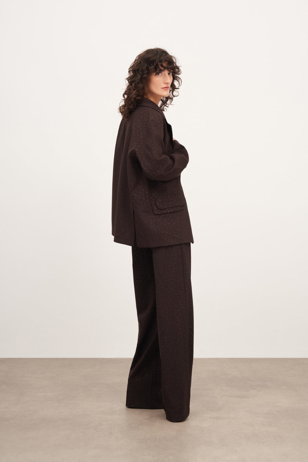 Acı Kahve Çift Cep Detaylı Oversize Blazer Ceket - 2