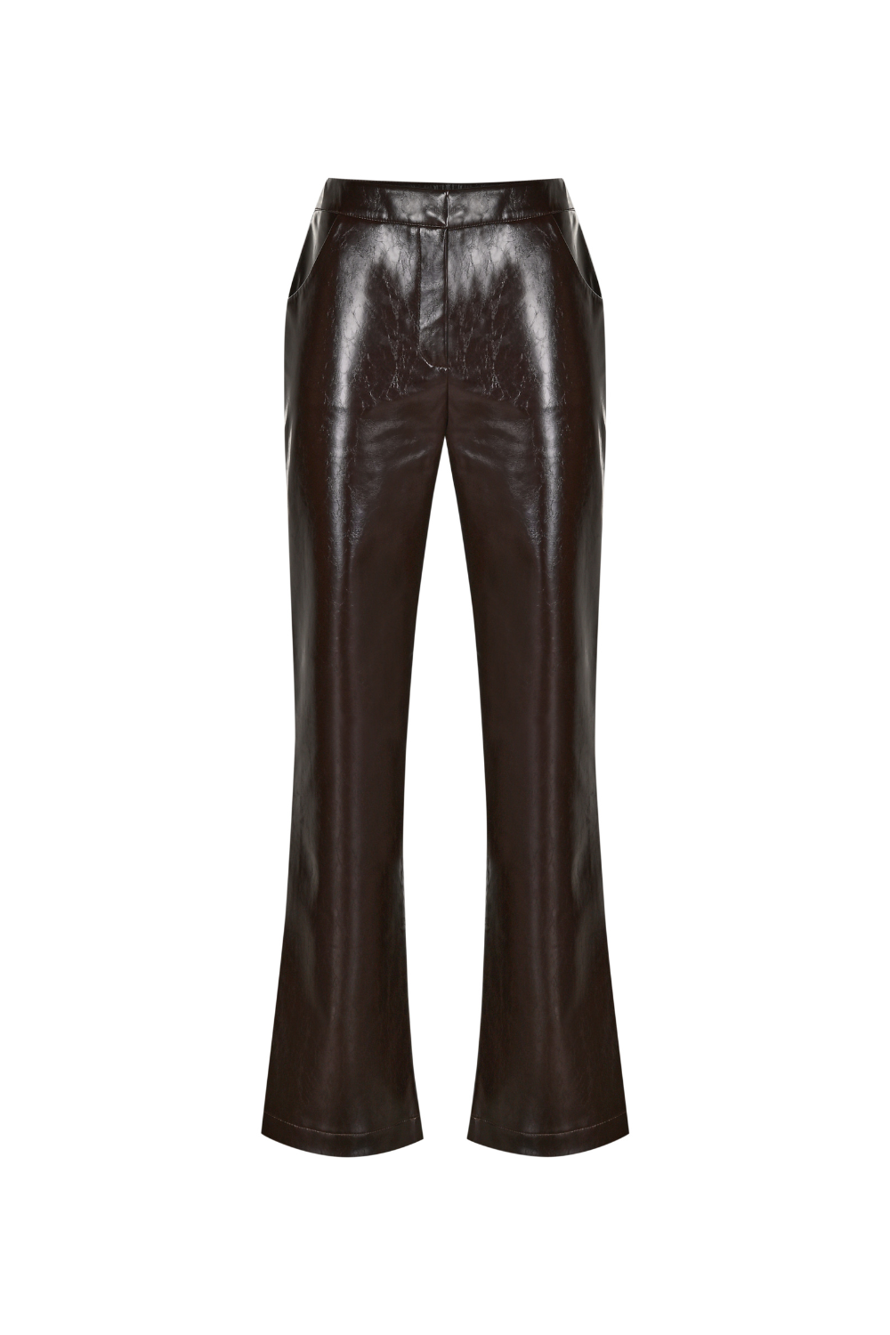 Acı Kahve Damarlı Deri Pantolon - 4