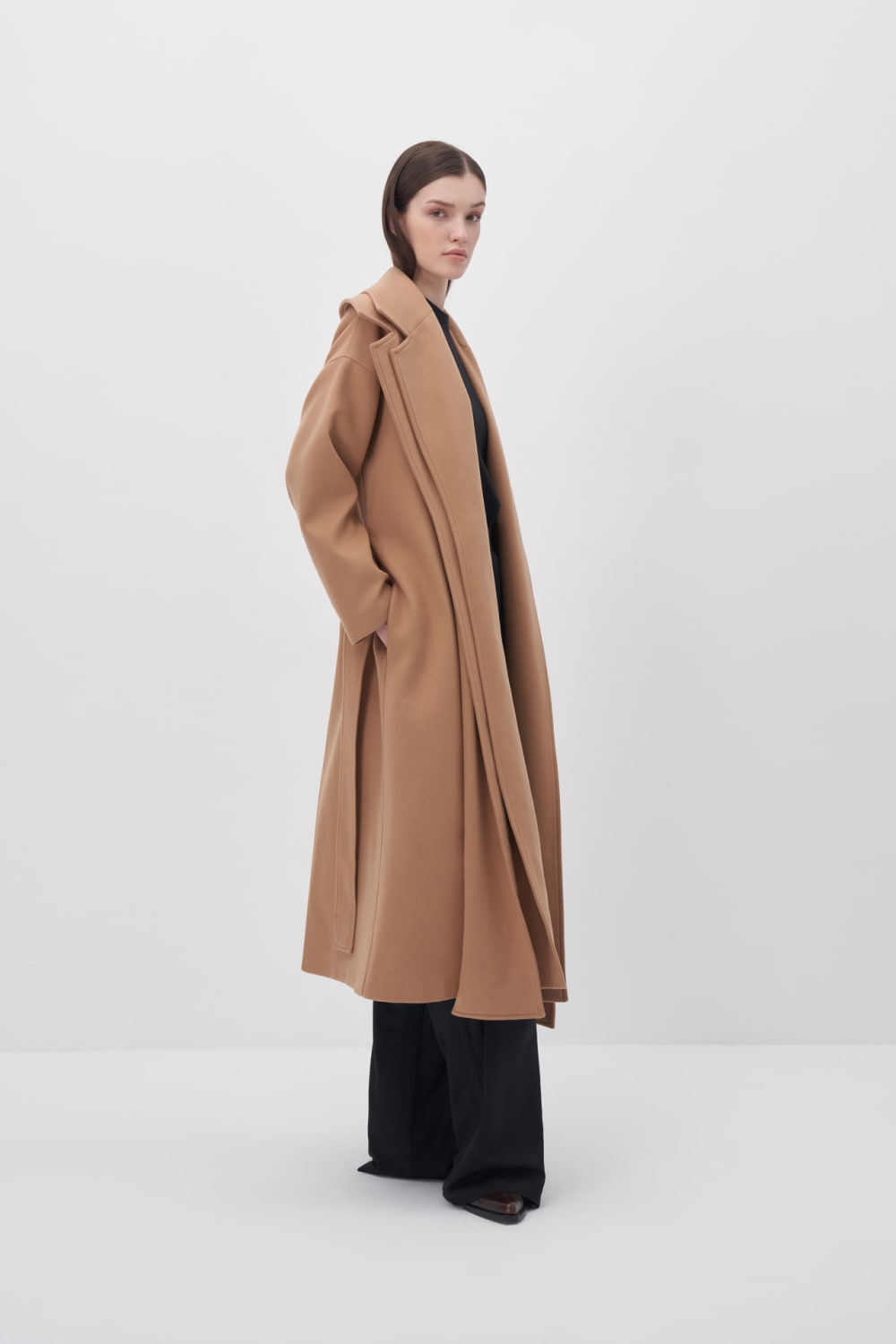 Bej Çift Yaka Uzun Kaban - 4