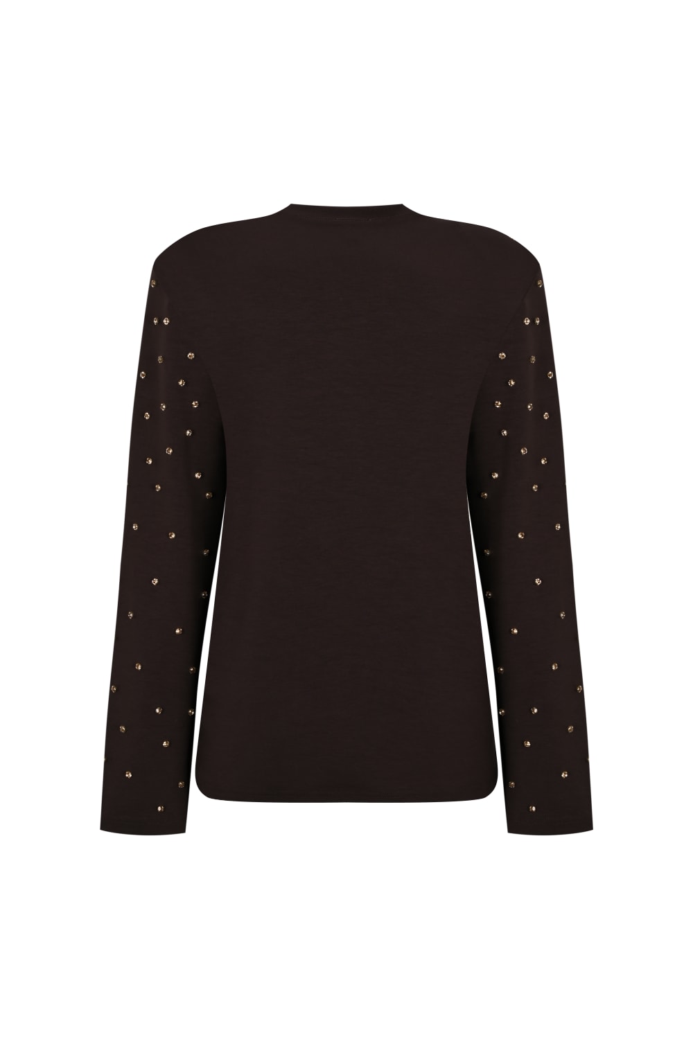 Acı Kahve Taş İşlemeli Vatkalı Uzun Kollu Tişört - 3