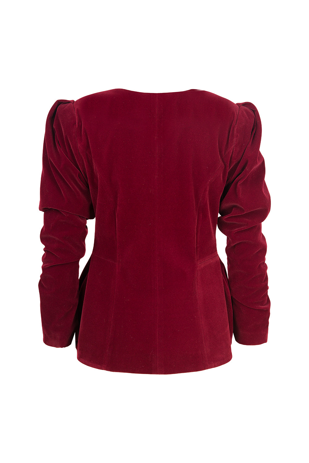 İnci Düğme Detaylı Bordo Kadife Ceket - 2