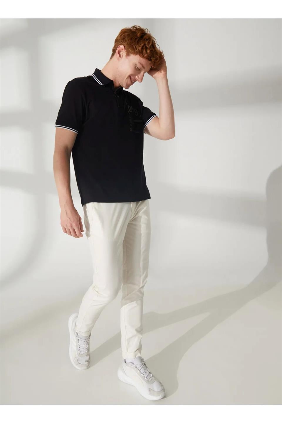 Polo Yaka %100 Pamuk Slim Fit Erkek T Shirt - 1