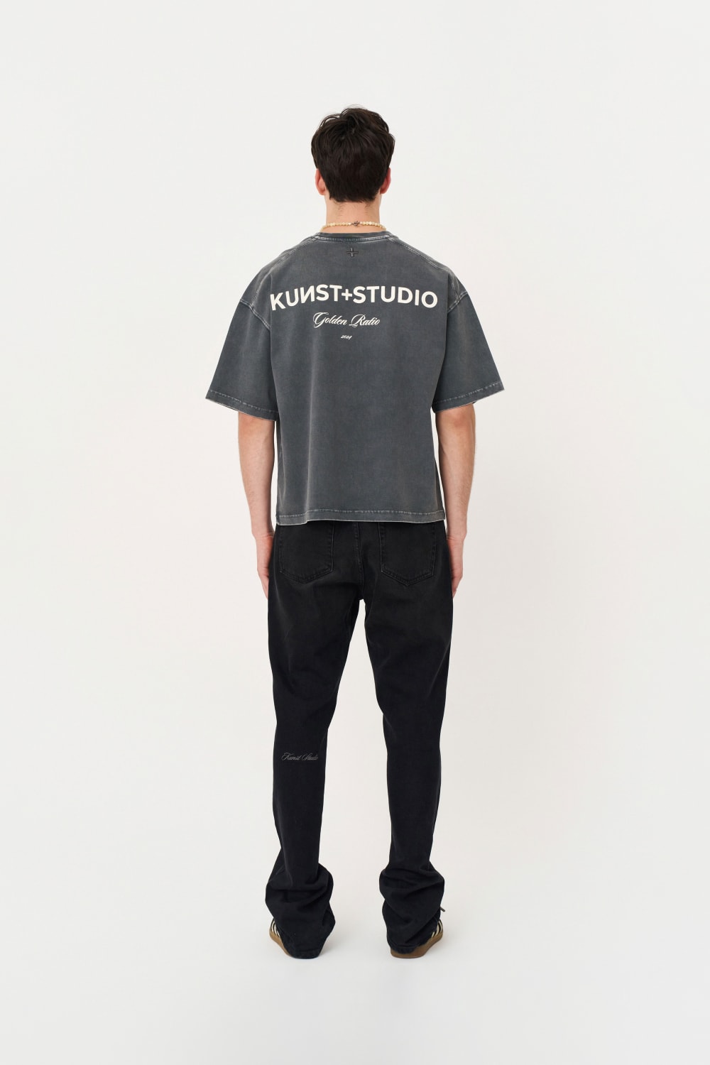 Kısa Kollu Baskılı Box Fit Yıkamalı Gri T-Shirt - 6