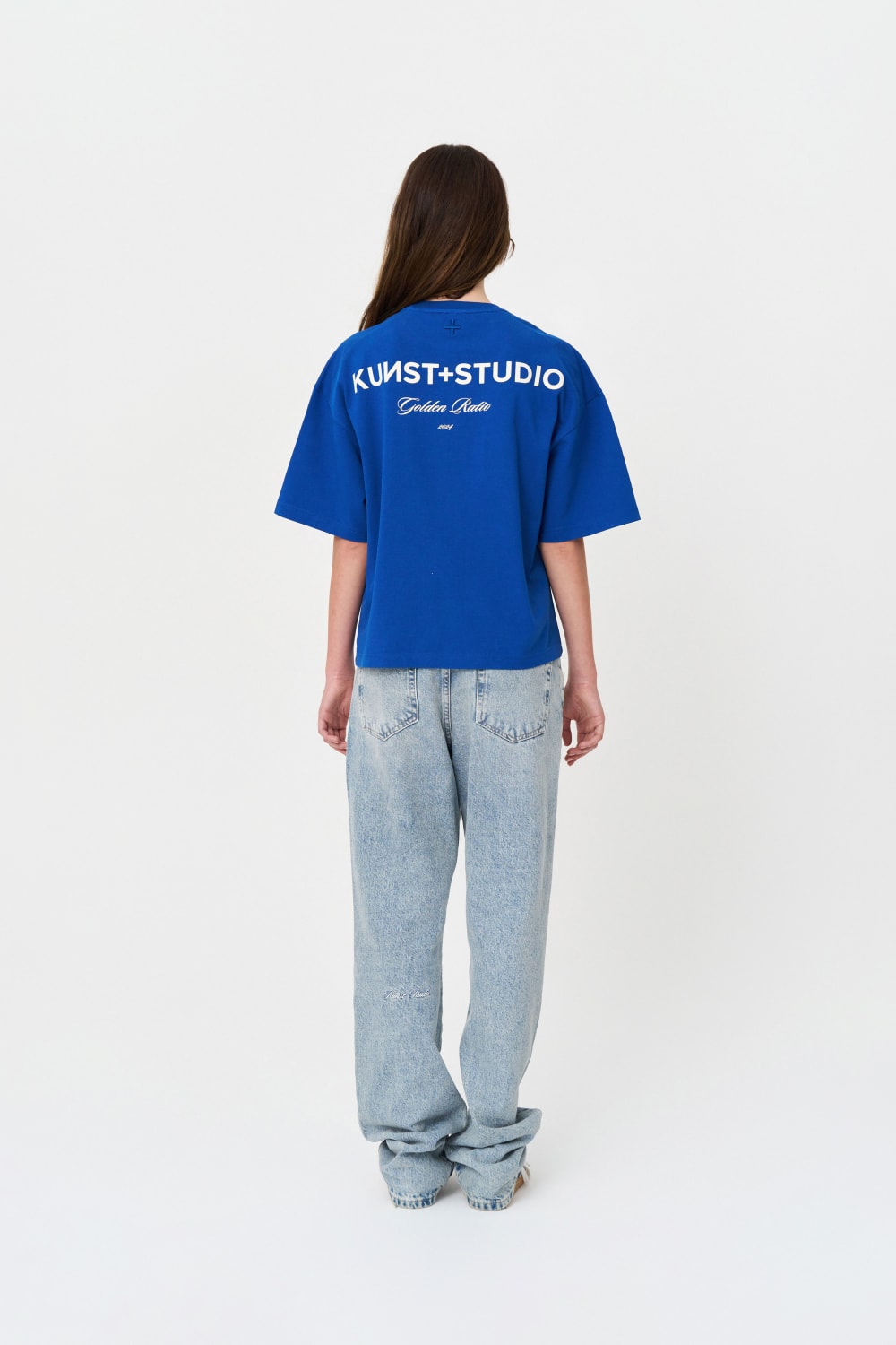 Kısa Kollu Baskılı Box Fit Mavi T-Shirt - 4