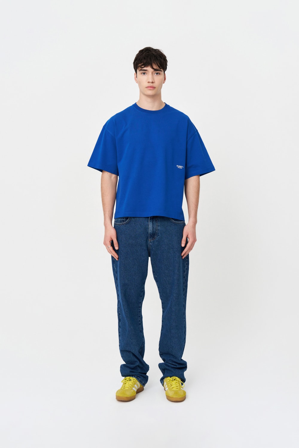 Kısa Kollu Baskılı Box Fit Mavi T-Shirt - 5