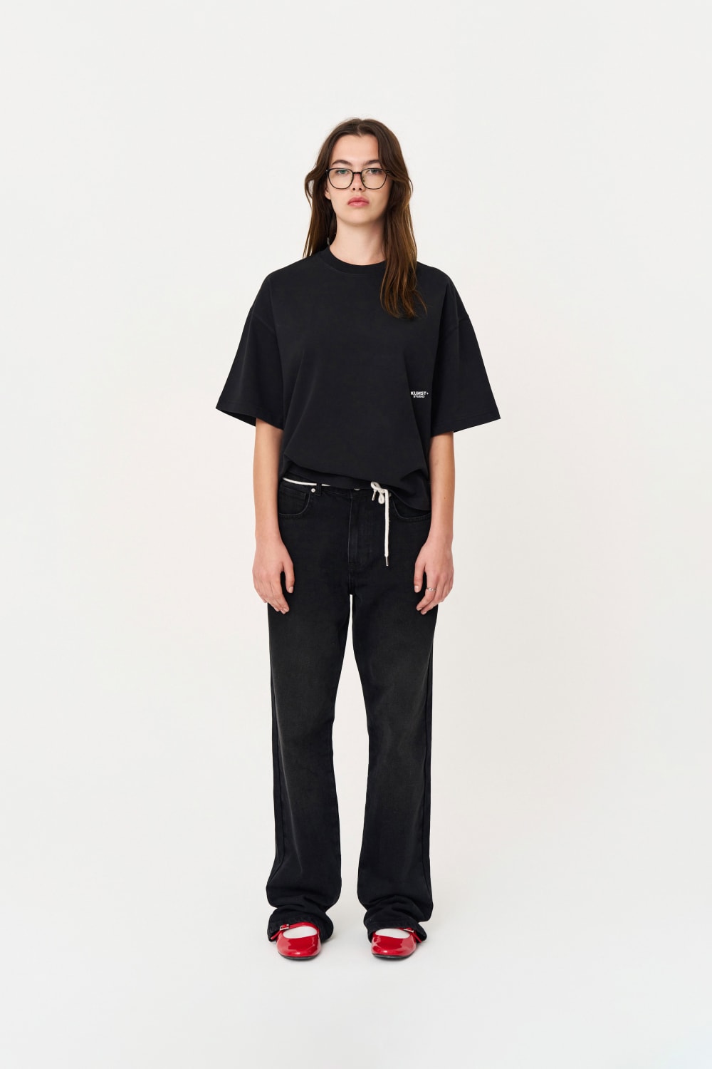 Kısa Kollu Heykel Baskılı Box Fit Siyah T-Shirt - 3