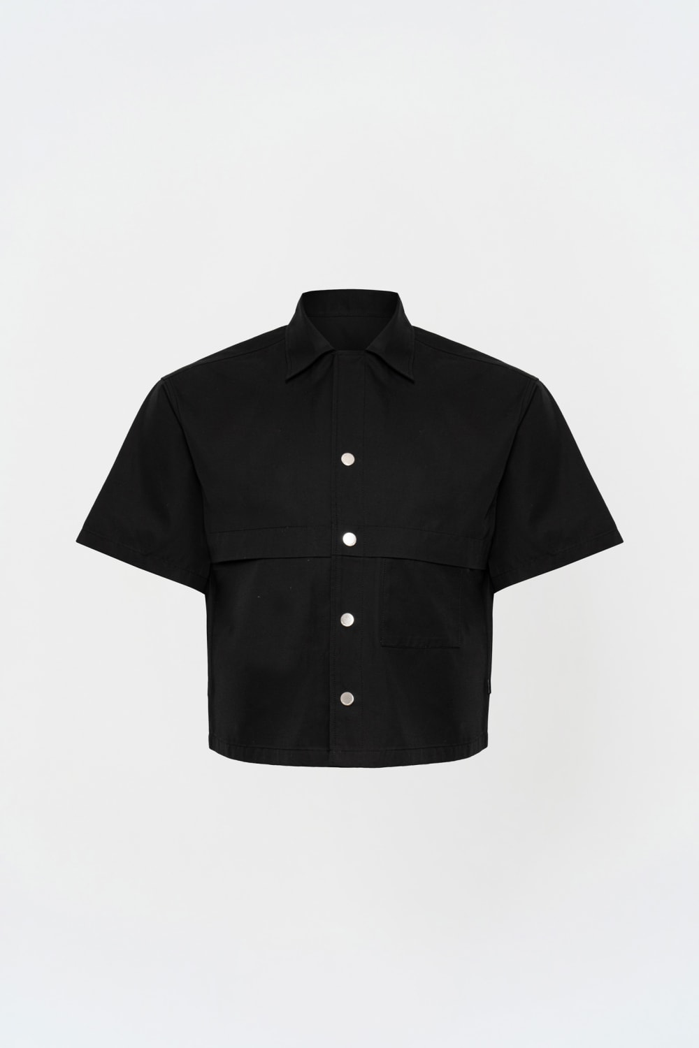 Siyah Box Fit Kısa Kollu Teknik Gömlek - 0