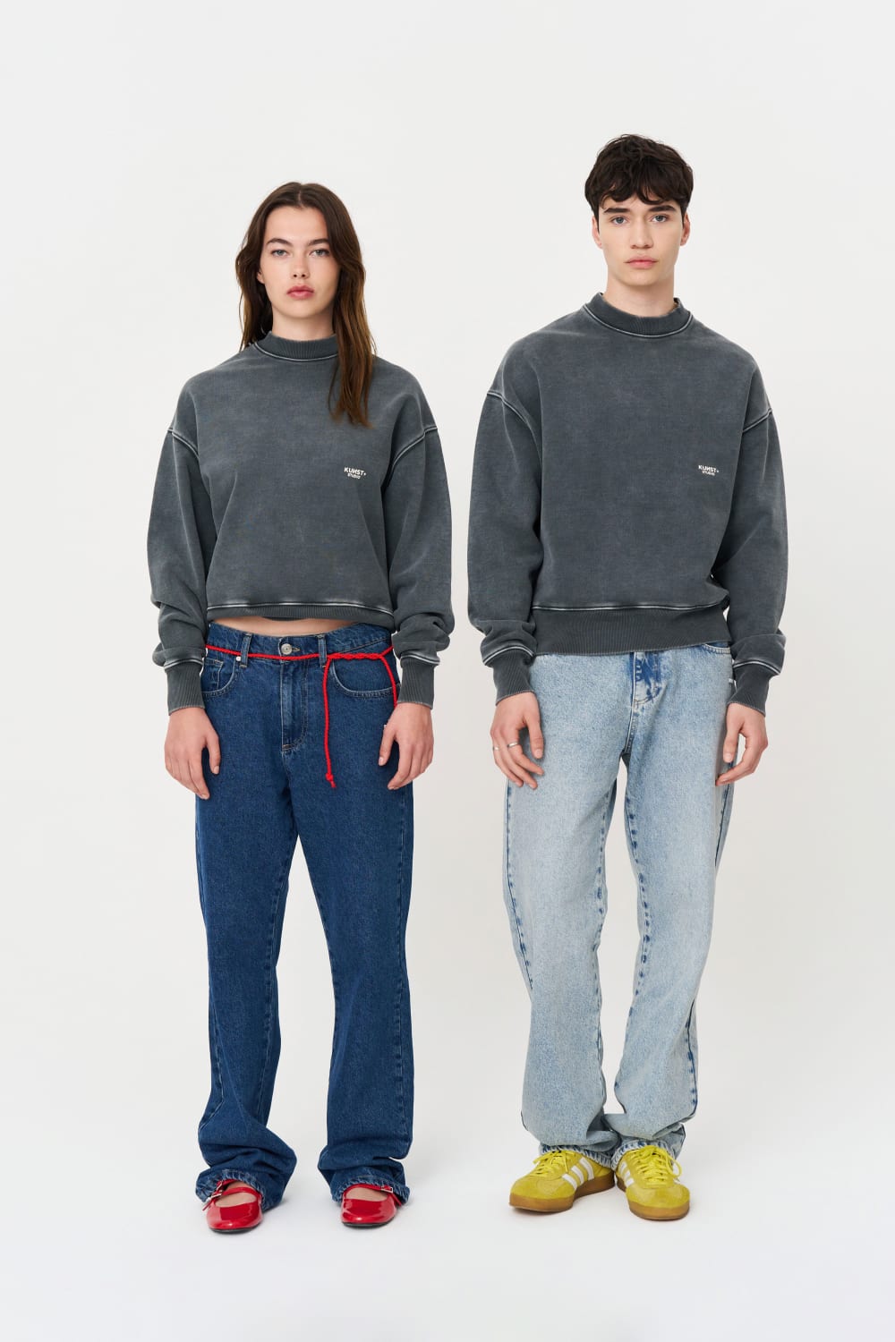 Yıkanmış Gri Oversize Sweatshirt - 1