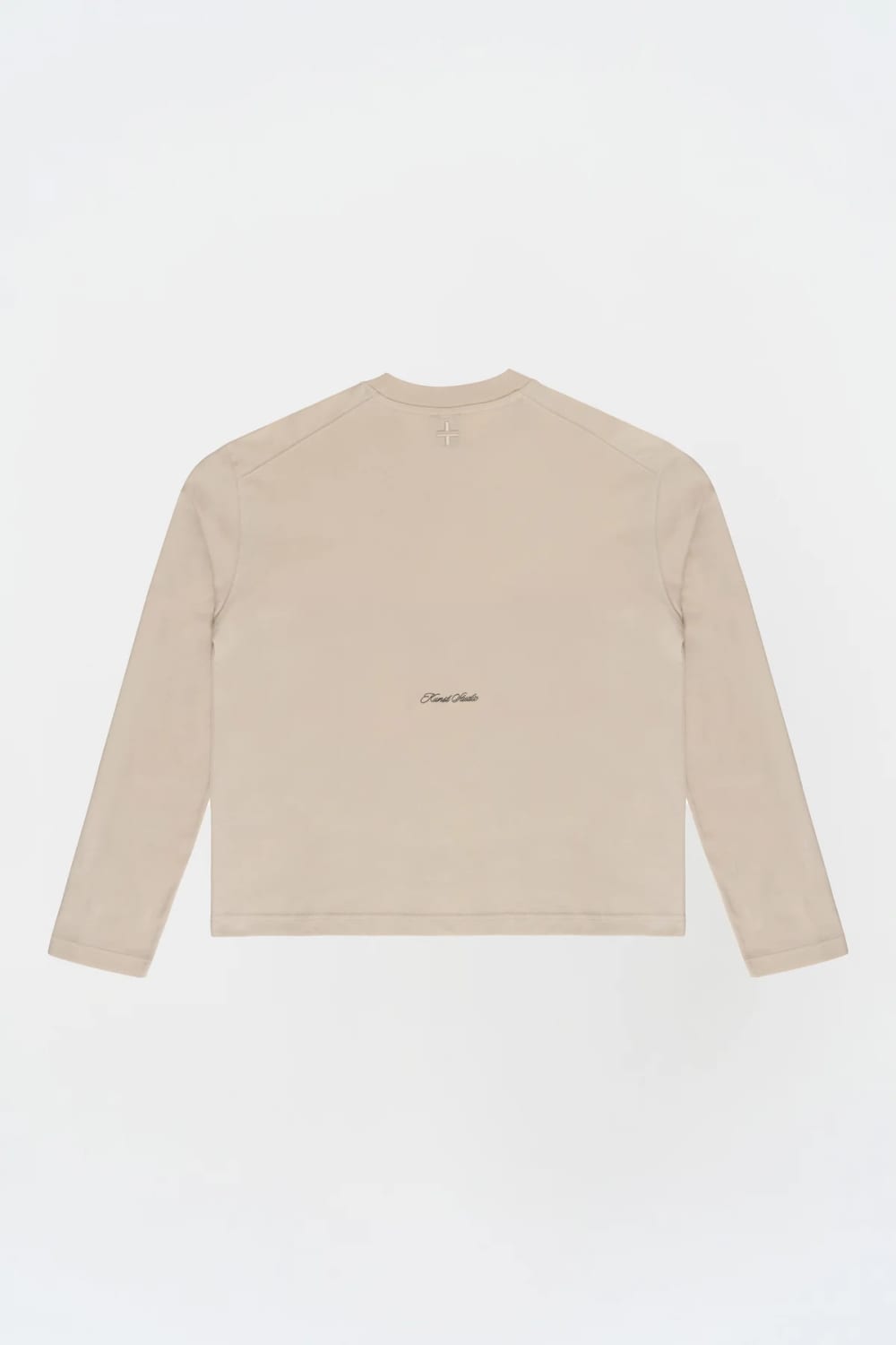 Uzun Kollu Nakışlı Oversize Krem T-Shirt - 0