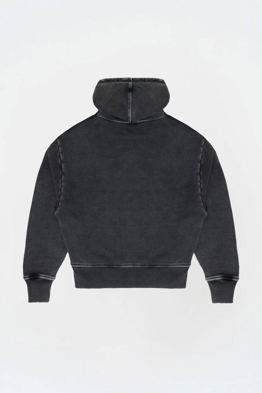 Yıkanmış Gri Oversize Fermuarlı Hoodie - 2