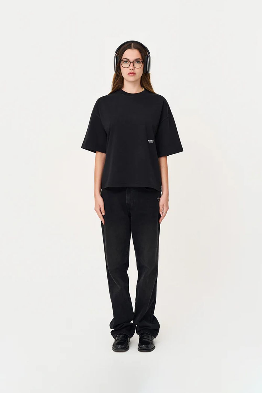 Kısa Kollu Baskılı Box Fit Siyah T-Shirt - 3