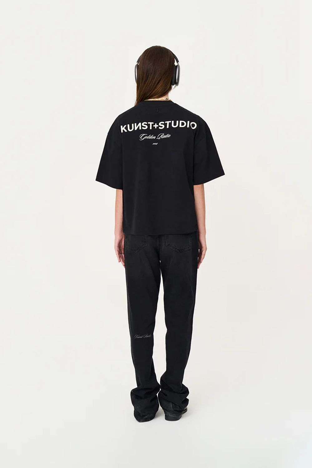 Kısa Kollu Baskılı Box Fit Siyah T-Shirt - 4