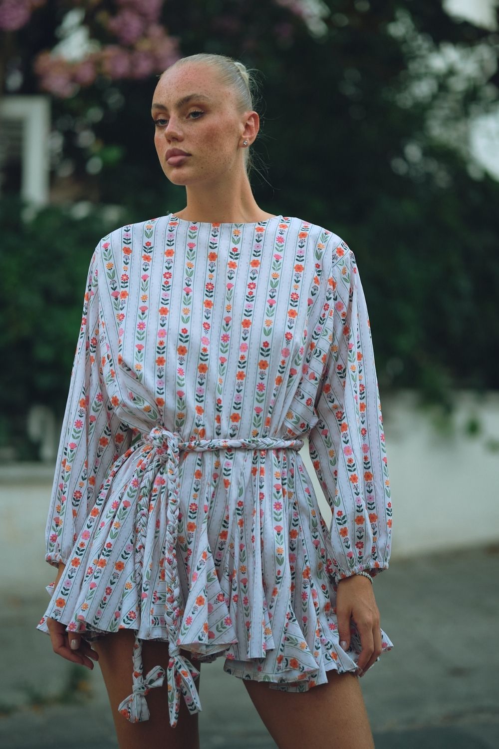 Elora Çiçek Desenli Mini Elbise - 1