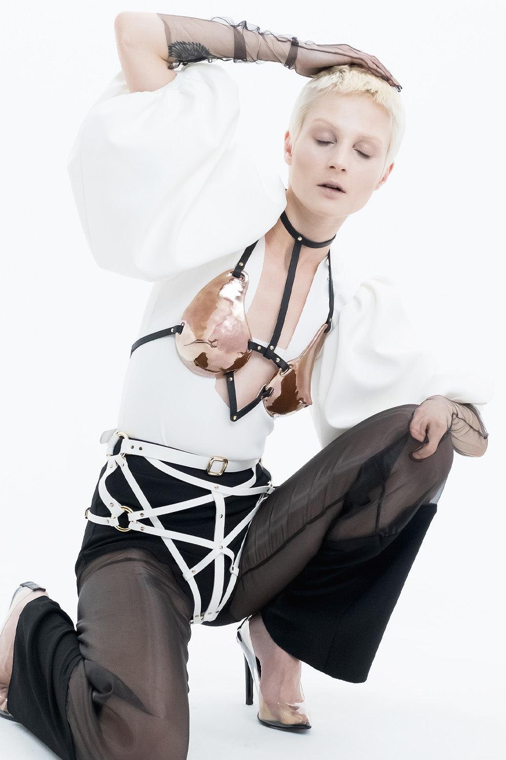 Enygma Harness White Gold Deri Aksesuar - 5