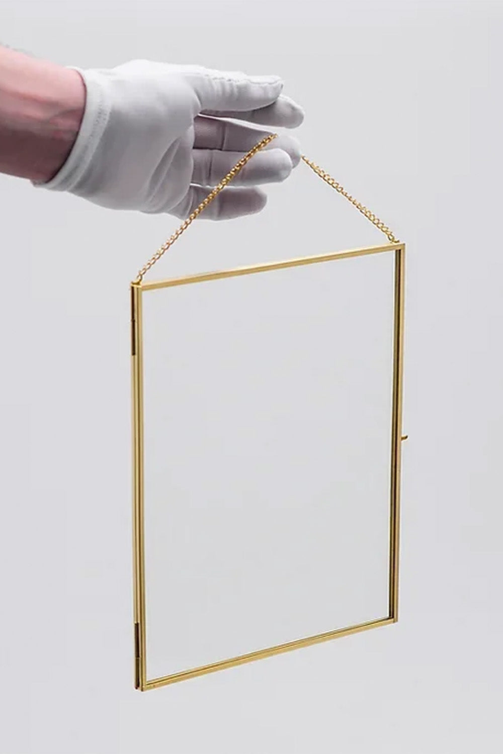 Dikey Pirinç Gold Cam Duvar Askılı Fotoğraf Çerçevesi Kapaklı 25x20cm - 2