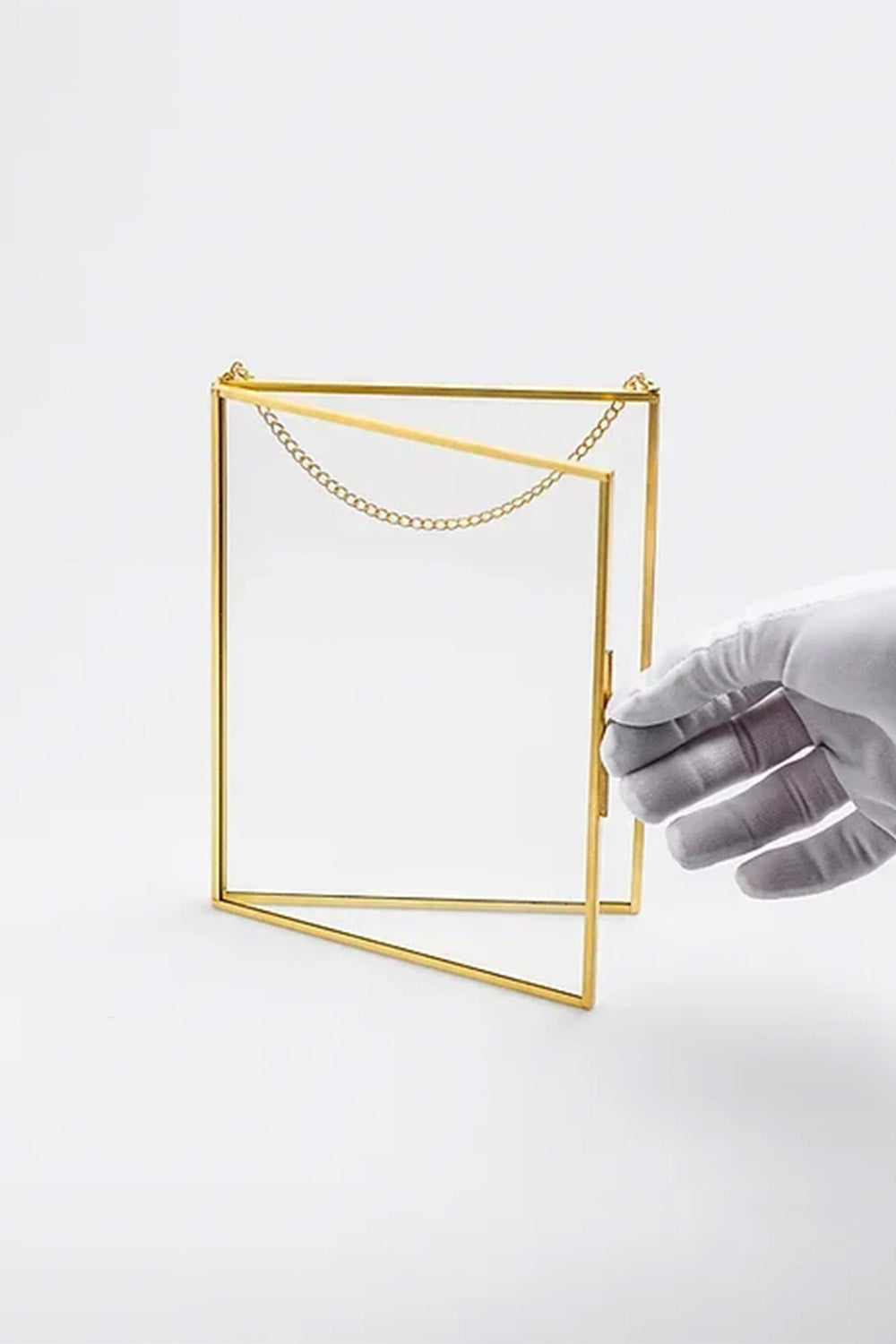 Dikey Pirinç Gold Kapaklı Cam Duvar Askılı Fotoğraf Çerçevesi 20x15cm - 4