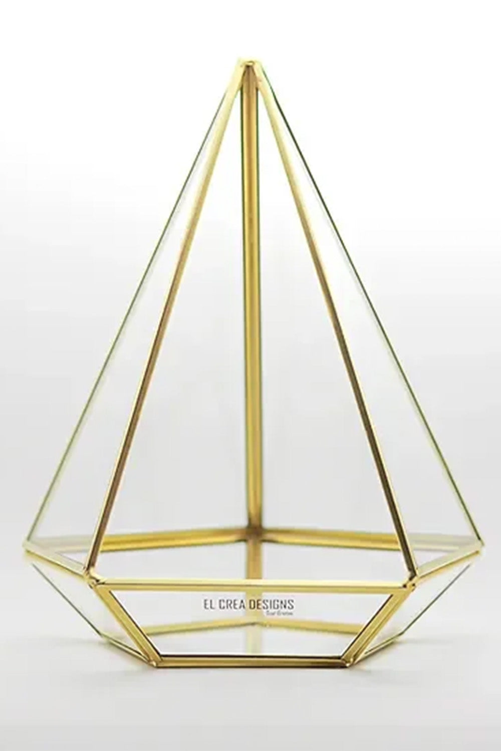 Pirinç Gold Geometrik Teraryum Cam Fanus Aksesuar Çikolata Kutusu 27x21x21cm - 0