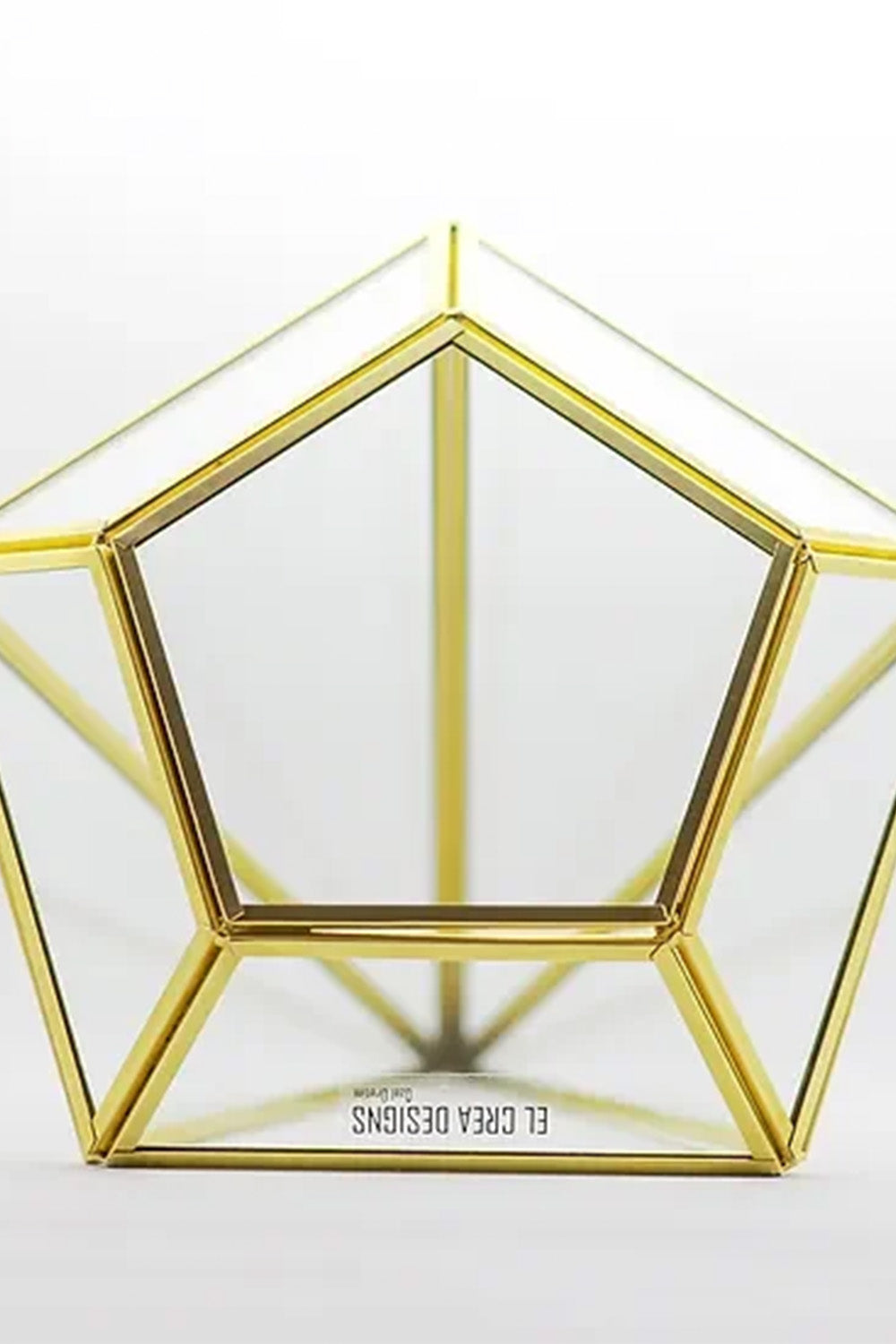 Pirinç Gold Geometrik Teraryum Cam Fanus Aksesuar Çikolata Kutusu 27x21x21cm - 5