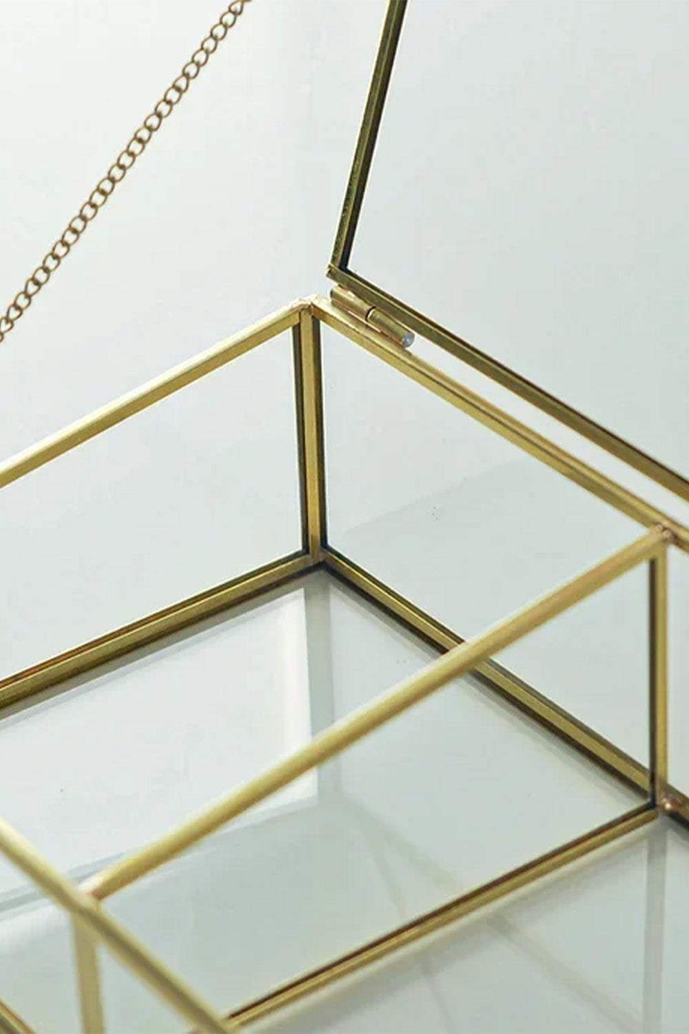 Pirinç Gold Cam Makyaj Takı Aksesuar Parfüm Fırçalık Organizer Kutusu 25x15x6cm - 3