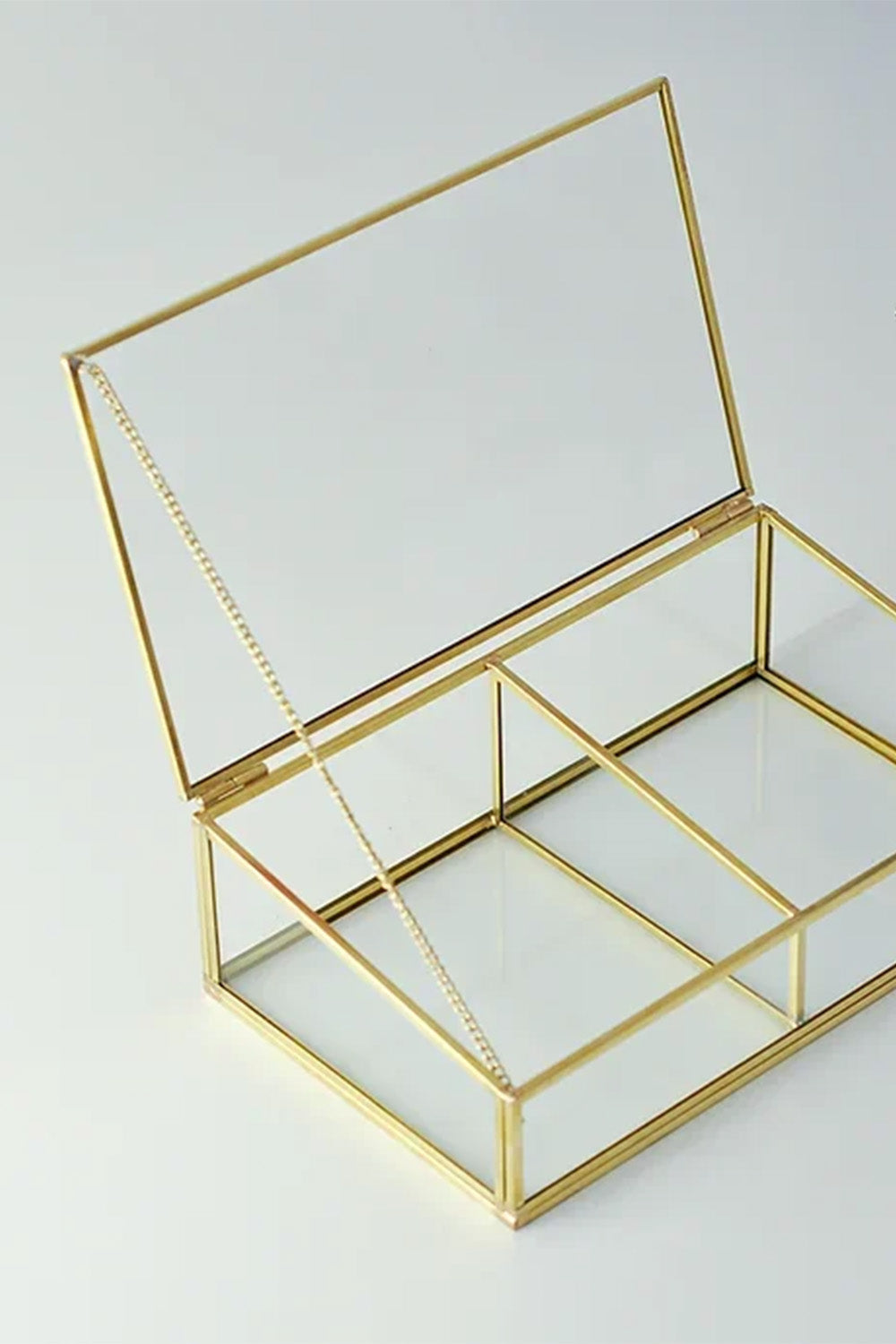 Pirinç Gold Cam Makyaj Takı Aksesuar Parfüm Fırçalık Organizer Kutusu 25x15x6cm - 2