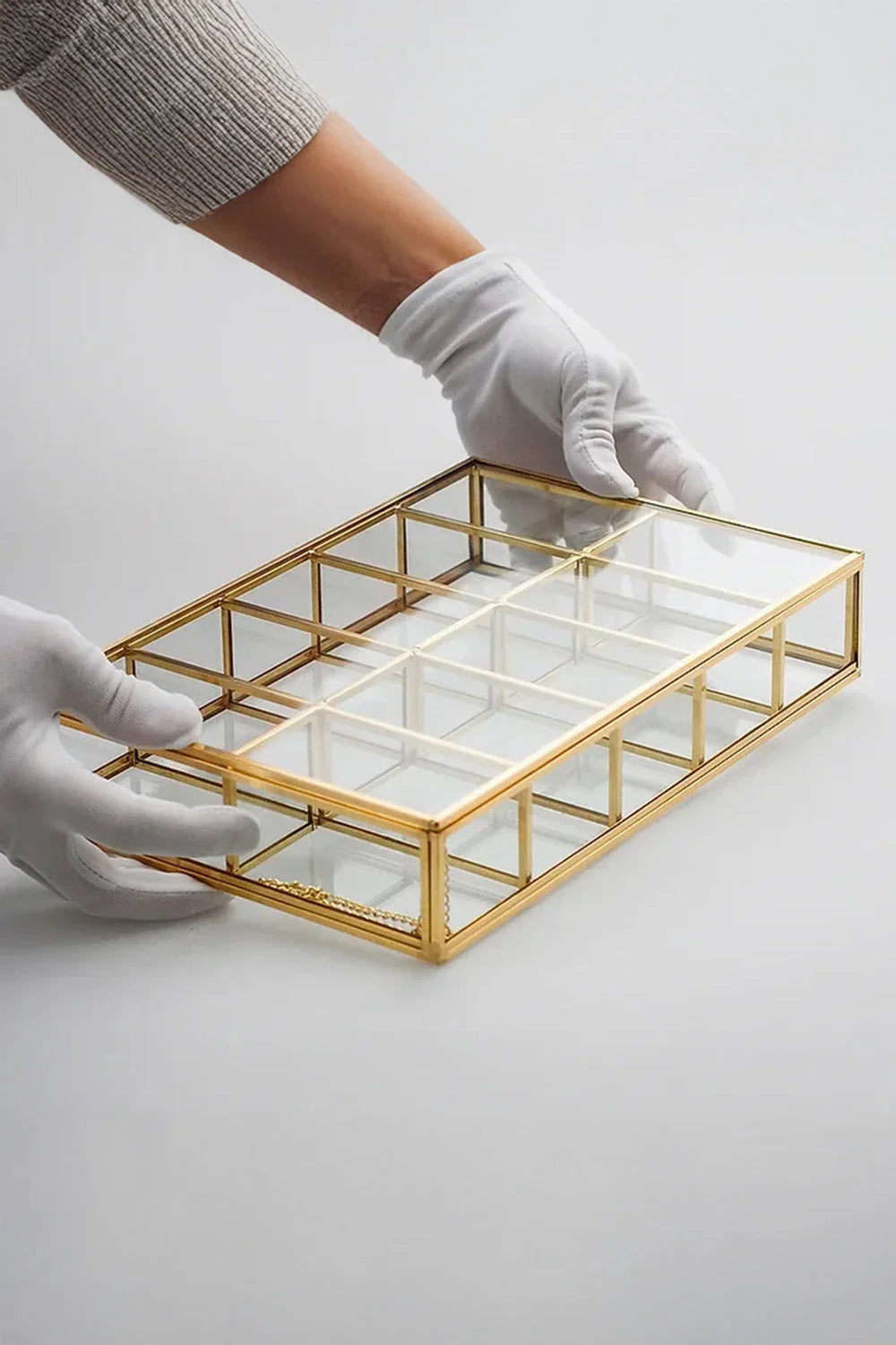 Pirinç Gold Cam Makyaj Takı Aksesuar Organizer Kutusu 30x20x6cm - 0