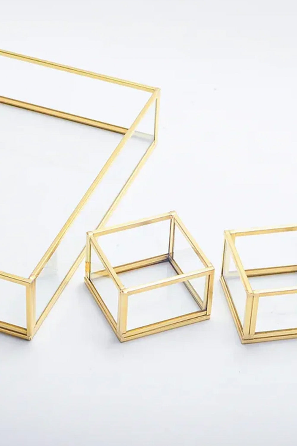 3 Parça Pirinç Gold Nişan Takımı Damat Kahvesi Sunum Tepsisi Yüzük Kutusu - 5