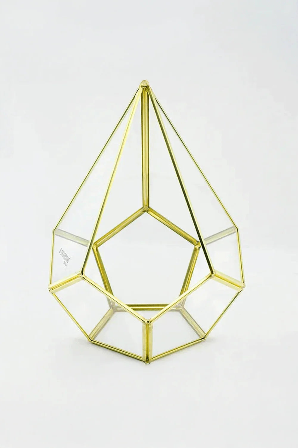 Pirinç Gold Geometrik Teraryum Cam Fanus Takı Aksesuar Çikolata Kutusu 31x22x2cm - 0