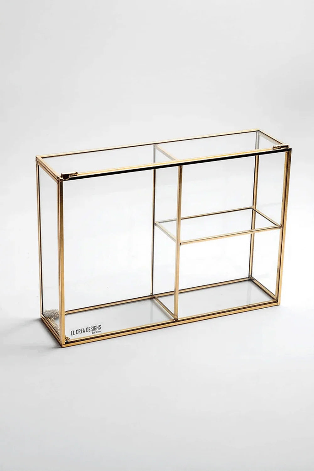 Pirinç Gold Cam Makyaj Takı Aksesuar Parfüm Fırçalık Organizer Kutusu 30x20x8cm - 0