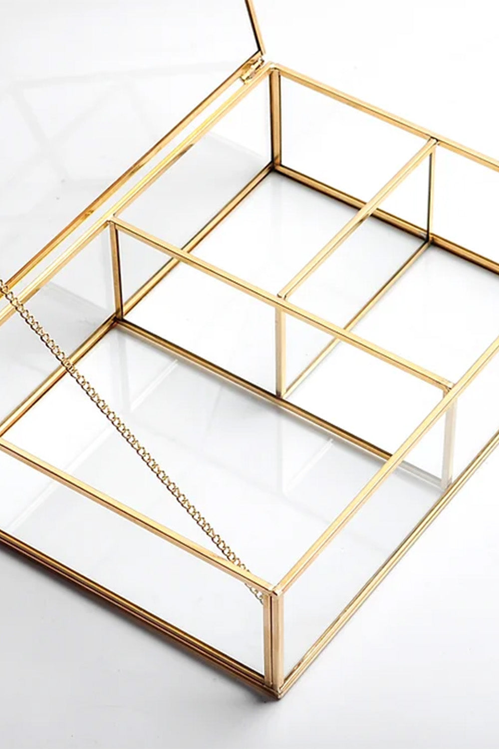 Pirinç Gold Cam Makyaj Takı Aksesuar Parfüm Fırçalık Organizer Kutusu 30x20x8cm - 5