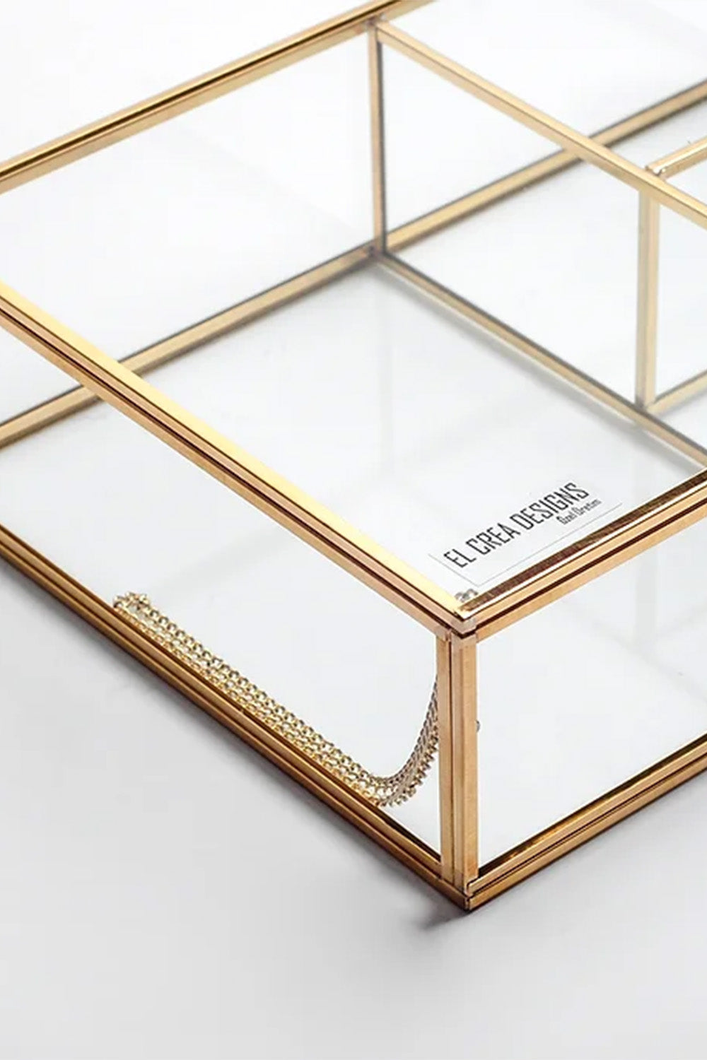 Pirinç Gold Cam Makyaj Takı Aksesuar Parfüm Fırçalık Organizer Kutusu 30x20x8cm - 8