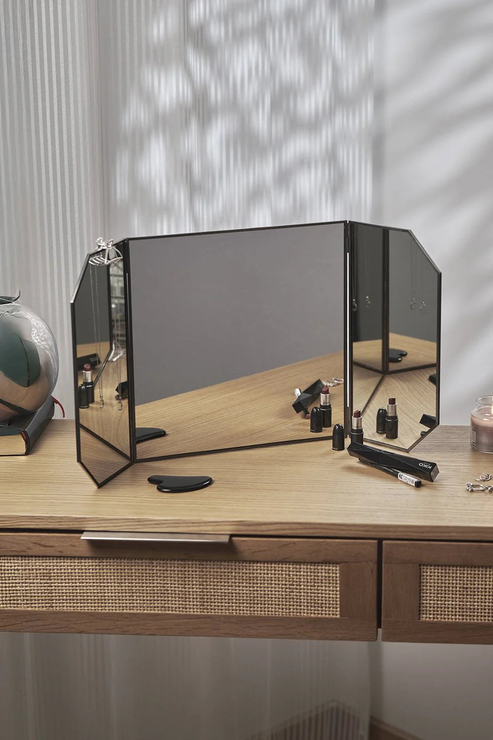 Siyah | Makyaj Aynası | Masaüstü | 60x30cm - 1