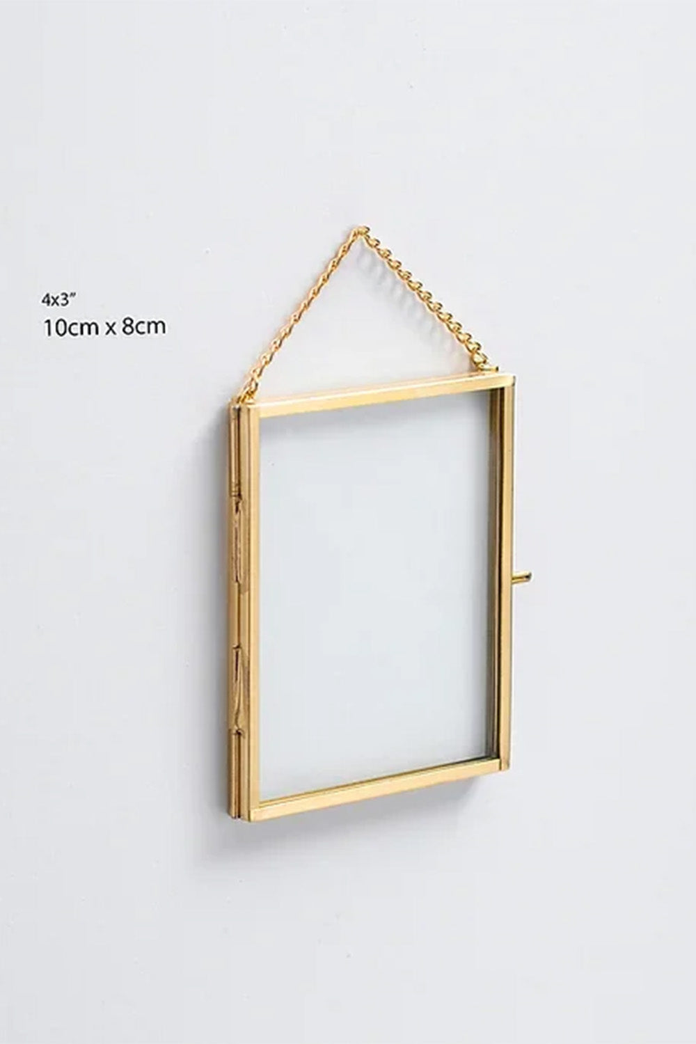 Dikey Pirinç Gold Kapaklı Cam Duvar Askılı Fotoğraf Çerçevesi 10x8cm - 2