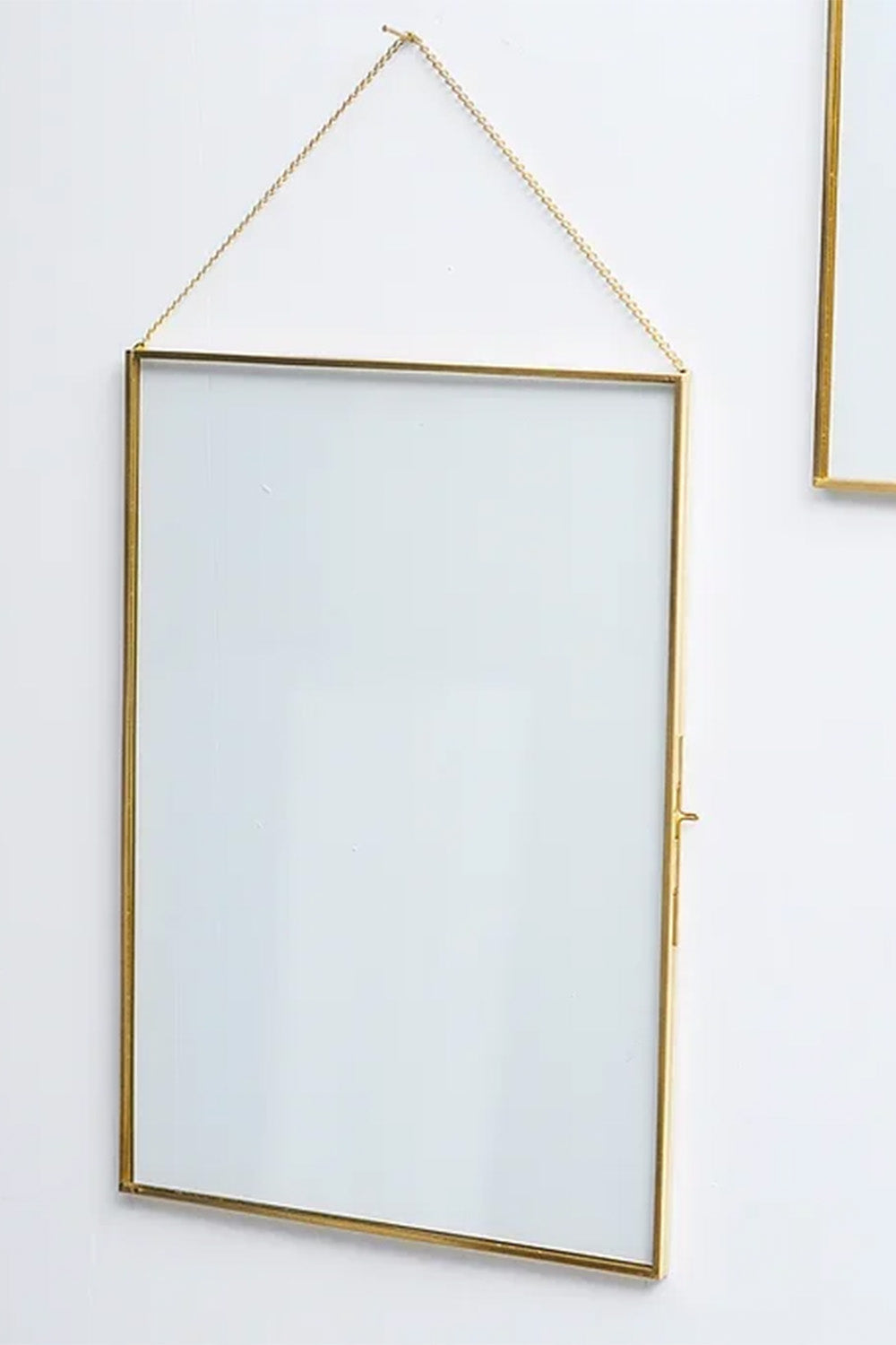 Dikey Pirinç Gold Cam Duvar Askılı Fotoğraf Çerçevesi Kapaklı 35x25cm - 1