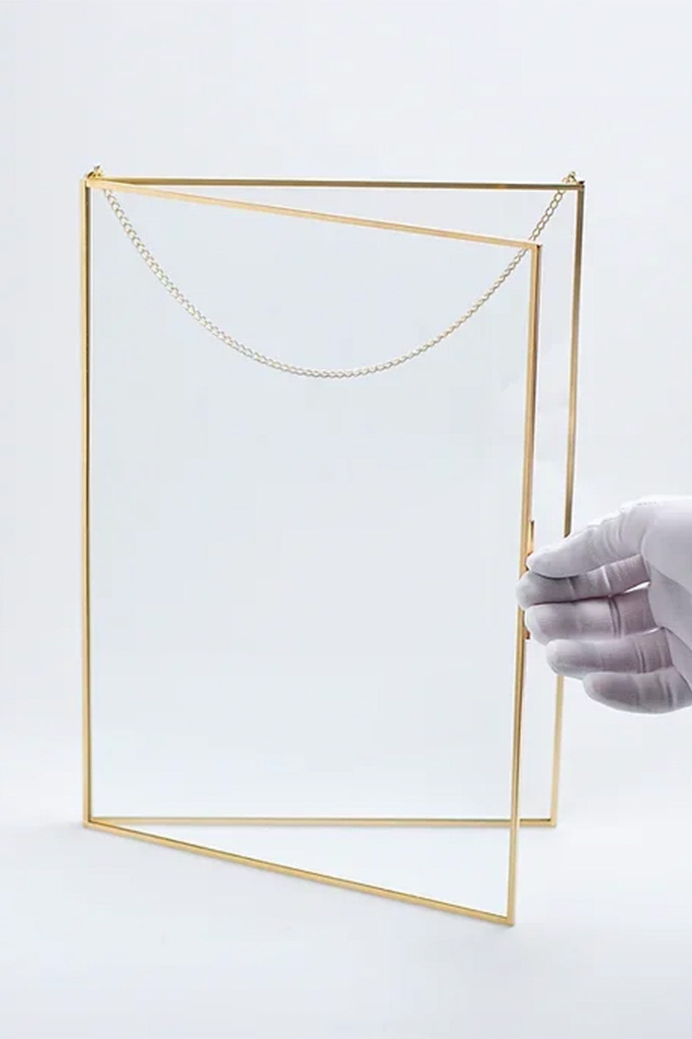 Dikey Pirinç Gold Cam Duvar Askılı Fotoğraf Çerçevesi Kapaklı 35x25cm - 3