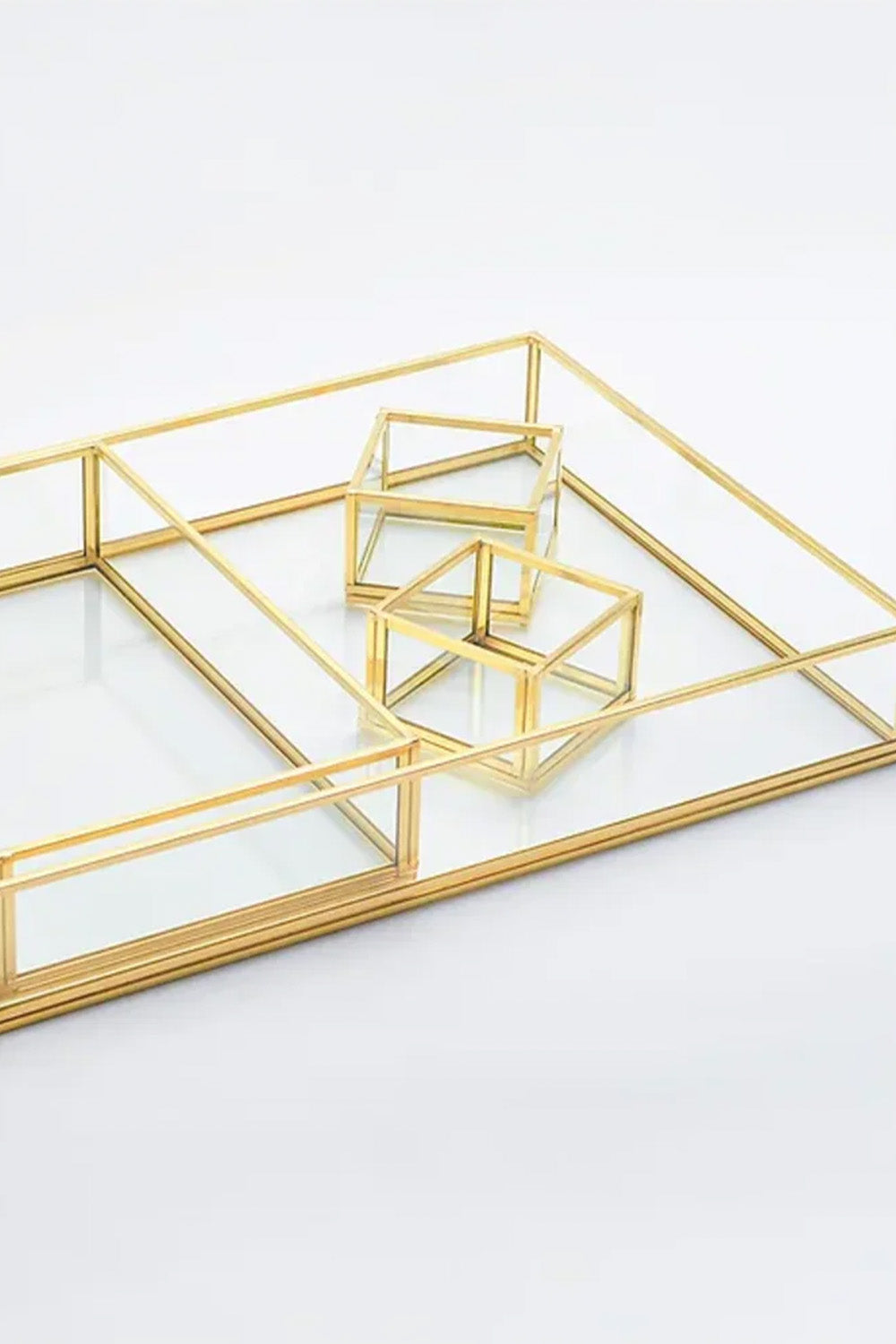 4 Parça Pirinç Gold Nişan Takımı Damat Kahvesi Sunum Tepsisi Yüzük Kutusu - 2
